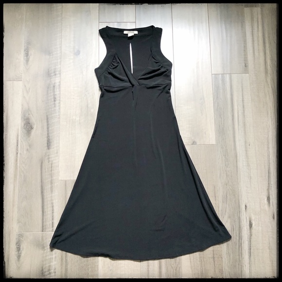 black cowl neck dress Mariposa Plunge Floor Length in What is a Tea Sizes:XL best little black dress